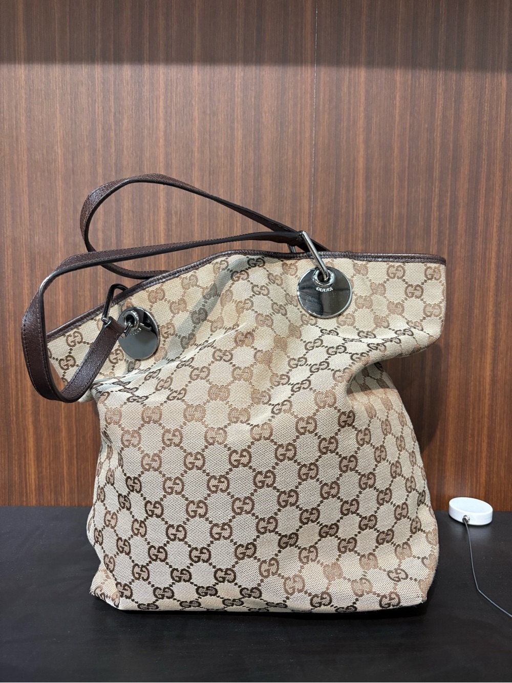 Gucci Beige Brown Monogram Canvas Tote Bag